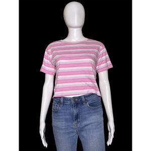 Epic Threads Pink and White Striped Short Sleeves Casual T-Shirt Girls Size XL